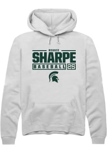 Reggie Sharpe Rally Mens White Michigan State Spartans NIL Stacked Box Hooded Sweatshirt