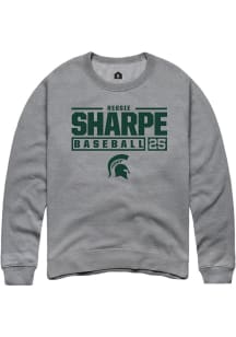 Reggie Sharpe Rally Mens Graphite Michigan State Spartans NIL Stacked Box Crew Sweatshirt