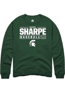 Reggie Sharpe Rally Mens Green Michigan State Spartans NIL Stacked Box Crew Sweatshirt