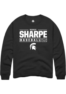 Reggie Sharpe Rally Mens Black Michigan State Spartans NIL Stacked Box Crew Sweatshirt