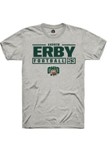 Andrew Erby  Ohio Bobcats Ash Rally NIL Stacked Box Short Sleeve T Shirt