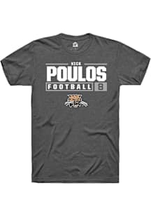 Nick Poulos  Ohio Bobcats Dark Grey Rally NIL Stacked Box Short Sleeve T Shirt