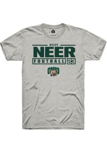 Riley Neer  Ohio Bobcats Ash Rally NIL Stacked Box Short Sleeve T Shirt