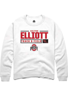 Aaliyah Elliott Rally Mens White Ohio State Buckeyes NIL Stacked Box Crew Sweatshirt