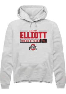 Aaliyah Elliott Rally Mens White Ohio State Buckeyes NIL Stacked Box Hooded Sweatshirt