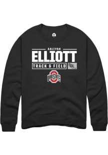Aaliyah Elliott Rally Mens Black Ohio State Buckeyes NIL Stacked Box Crew Sweatshirt