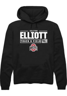 Aaliyah Elliott Rally Mens Black Ohio State Buckeyes NIL Stacked Box Hooded Sweatshirt