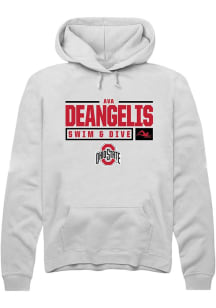 Ava DeAngelis Rally Mens White Ohio State Buckeyes NIL Stacked Box Hooded Sweatshirt