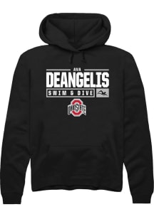 Ava DeAngelis Rally Mens Black Ohio State Buckeyes NIL Stacked Box Hooded Sweatshirt