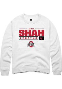 Ayush Shah Rally Mens White Ohio State Buckeyes NIL Stacked Box Crew Sweatshirt