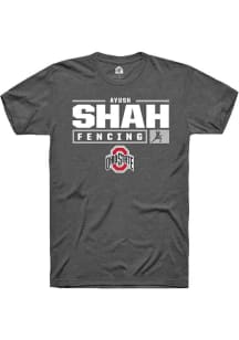 Ayush Shah Dark Grey Ohio State Buckeyes NIL Stacked Box Short Sleeve T Shirt