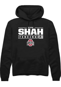 Ayush Shah Rally Mens Black Ohio State Buckeyes NIL Stacked Box Hooded Sweatshirt