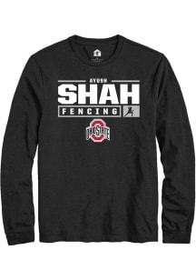 Ayush Shah Rally Mens Black Ohio State Buckeyes NIL Stacked Box Tee