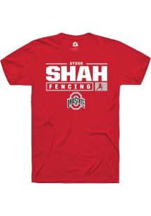 Ayush Shah Red Ohio State Buckeyes NIL Stacked Box Short Sleeve T Shirt