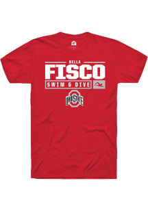 Bella Fisco Red Ohio State Buckeyes NIL Stacked Box Short Sleeve T Shirt