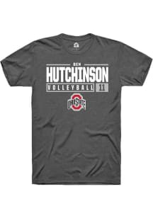 Ben Hutchinson Dark Grey Ohio State Buckeyes NIL Stacked Box Short Sleeve T Shirt