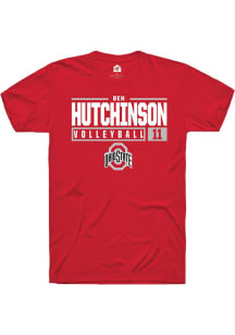 Ben Hutchinson Red Ohio State Buckeyes NIL Stacked Box Short Sleeve T Shirt