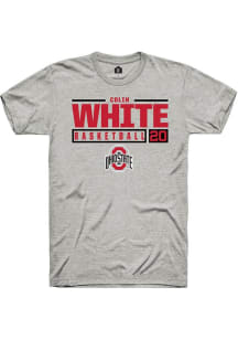 Colin White Ash Ohio State Buckeyes NIL Stacked Box Short Sleeve T Shirt