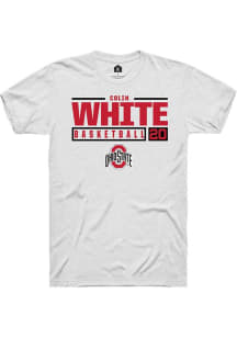 Colin White White Ohio State Buckeyes NIL Stacked Box Short Sleeve T Shirt