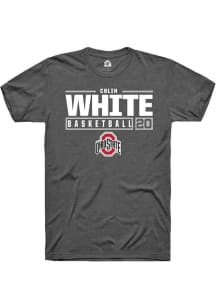 Colin White Dark Grey Ohio State Buckeyes NIL Stacked Box Short Sleeve T Shirt