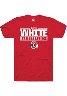 Colin White Red Ohio State Buckeyes NIL Stacked Box Short Sleeve T Shirt