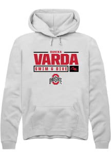 Danika Varda Rally Mens White Ohio State Buckeyes NIL Stacked Box Hooded Sweatshirt