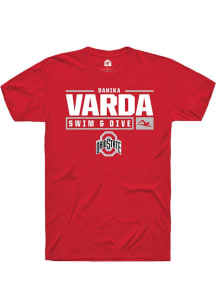 Danika Varda Red Ohio State Buckeyes NIL Stacked Box Short Sleeve T Shirt