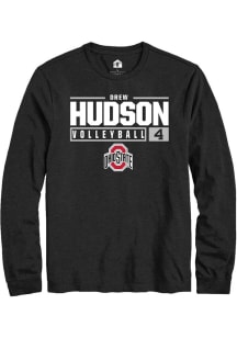 Drew Hudson Rally Mens Black Ohio State Buckeyes NIL Stacked Box Tee