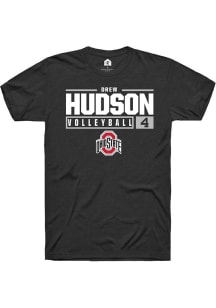 Drew Hudson Black Ohio State Buckeyes NIL Stacked Box Short Sleeve T Shirt