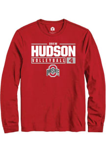 Drew Hudson Rally Mens Red Ohio State Buckeyes NIL Stacked Box Tee