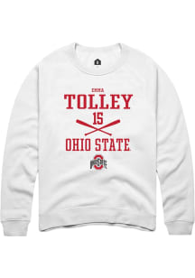 Emma Tolley Rally Mens White Ohio State Buckeyes NIL Sport Icon Crew Sweatshirt