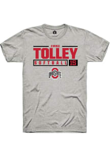 Emma Tolley Ash Ohio State Buckeyes NIL Stacked Box Short Sleeve T Shirt