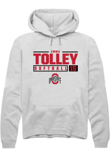 Emma Tolley Rally Mens White Ohio State Buckeyes NIL Stacked Box Hooded Sweatshirt