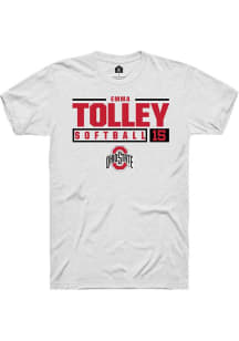 Emma Tolley White Ohio State Buckeyes NIL Stacked Box Short Sleeve T Shirt