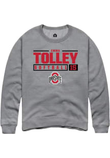 Emma Tolley Rally Mens Graphite Ohio State Buckeyes NIL Stacked Box Crew Sweatshirt