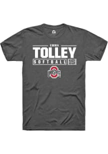 Emma Tolley Dark Grey Ohio State Buckeyes NIL Stacked Box Short Sleeve T Shirt