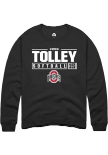 Emma Tolley Rally Mens Black Ohio State Buckeyes NIL Stacked Box Crew Sweatshirt