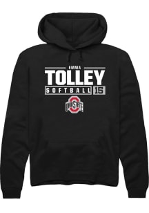 Emma Tolley Rally Mens Black Ohio State Buckeyes NIL Stacked Box Hooded Sweatshirt