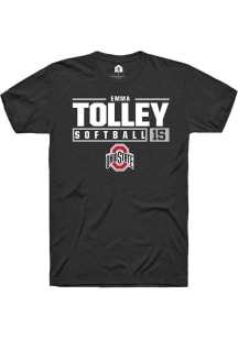 Emma Tolley Black Ohio State Buckeyes NIL Stacked Box Short Sleeve T Shirt