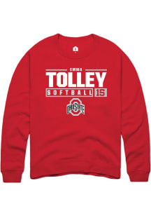 Emma Tolley Rally Mens Red Ohio State Buckeyes NIL Stacked Box Crew Sweatshirt