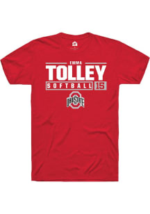 Emma Tolley Red Ohio State Buckeyes NIL Stacked Box Short Sleeve T Shirt