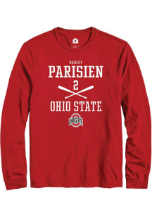 Hadley Parisien Rally Mens Red Ohio State Buckeyes NIL Sport Icon Tee