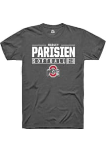 Hadley Parisien Dark Grey Ohio State Buckeyes NIL Stacked Box Short Sleeve T Shirt