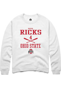 Kailea Ricks Rally Mens White Ohio State Buckeyes NIL Sport Icon Crew Sweatshirt