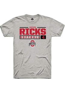 Kailea Ricks Ash Ohio State Buckeyes NIL Stacked Box Short Sleeve T Shirt