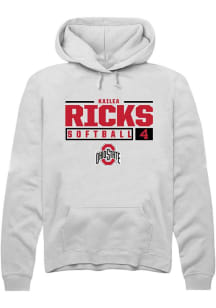 Kailea Ricks Rally Mens White Ohio State Buckeyes NIL Stacked Box Hooded Sweatshirt