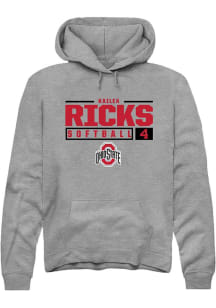 Kailea Ricks Rally Mens Graphite Ohio State Buckeyes NIL Stacked Box Hooded Sweatshirt