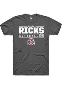 Kailea Ricks Dark Grey Ohio State Buckeyes NIL Stacked Box Short Sleeve T Shirt