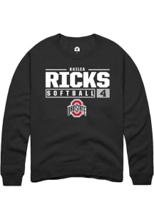 Kailea Ricks Rally Mens Black Ohio State Buckeyes NIL Stacked Box Crew Sweatshirt