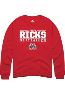 Kailea Ricks Rally Mens Red Ohio State Buckeyes NIL Stacked Box Crew Sweatshirt